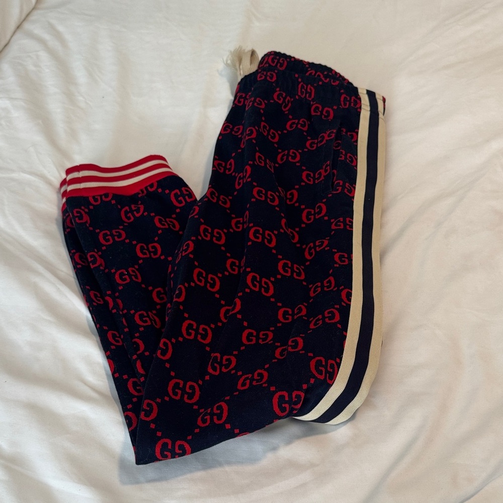Gucci men’s  Blue and Red Monogram Joggers - Picture 4 of 4